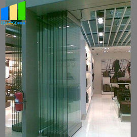 Sistema operable Frameless de cristal plegable de la división de cristal de la puerta de plegamiento de las paredes de división de la oficina plegable 12m m